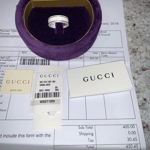 Gucci Icon Ring Ceramic & 18K Gold SZ 14 (6 3/4)